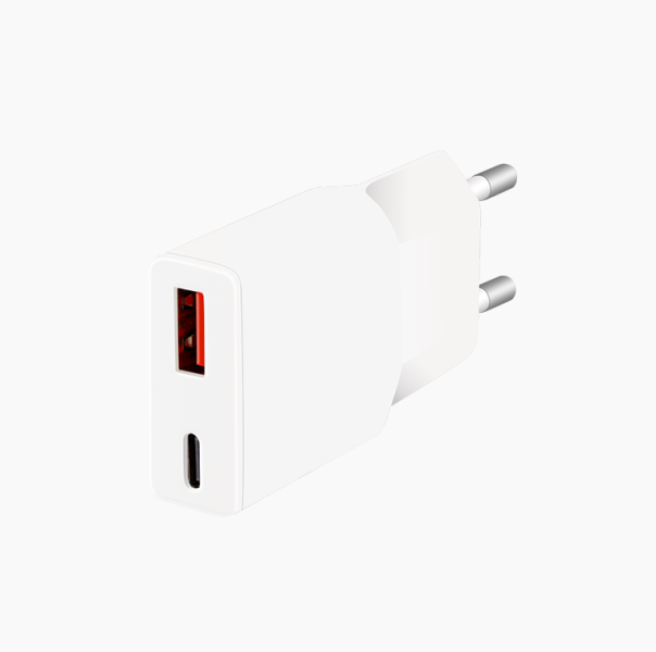 Logilink Dual-USB GaN töltő, 1x USB-C (PD), 1x USB-A (QC), 30 W, fehér, vékony kivitel