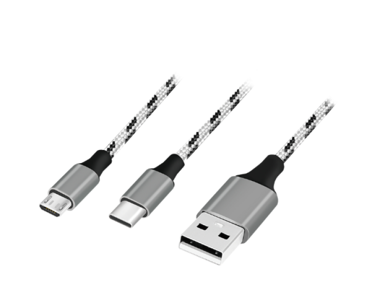 Logilink USB 2.0 kábel, USB-A/M - Micro-USB + USB-C, fehér/fekete, 1,2 m