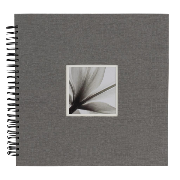 Dörr fotóalbum, spirálos, ablakos, beragasztós, UniTex, 34x34cm, 20lap/40oldal, szürke (D880351)