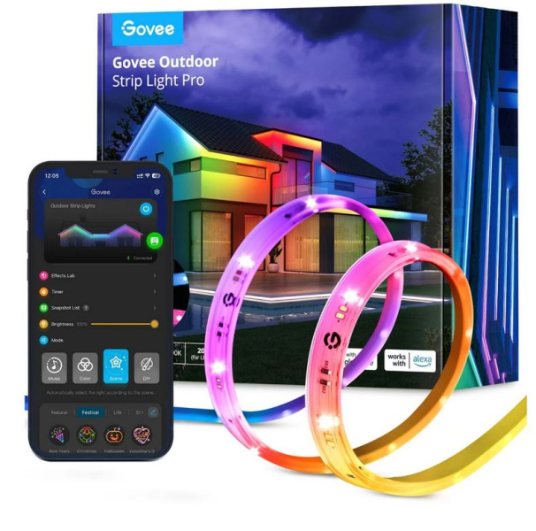 Phantasy Kültéri LED RGBIC Szalag (10m) Hang + Wifi + Bluetooth vezérlésel