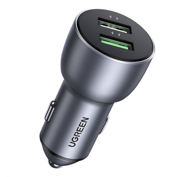 CD213 autós töltő 2 USB aljzat (36W, gyorstöltő 3.0) SÖTÉTSZÜRKE
