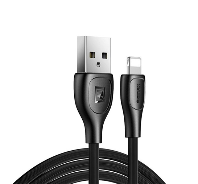 LESU PRO adatkábel (USB - lightning, 2.1A, gyorstöltő, 100cm, törésgátló) FEKETE