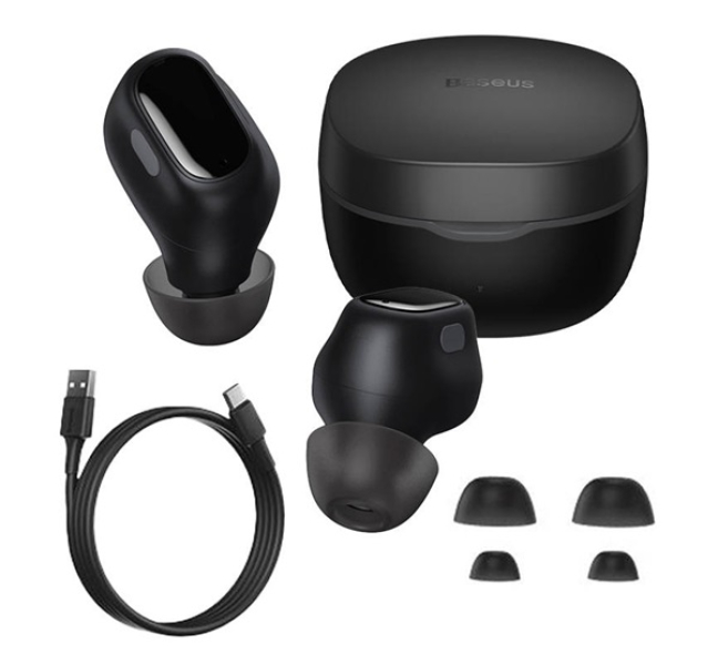 BASEUS BOWIE WM01 bluetooth fülhallgató SZTEREO (v5.3, TWS, mikrofon + töltőtok) FEKETENGTW370001