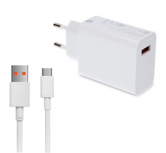 hálózati töltő USB aljzat (33W, PD gyorstöltő + Type-C kábel) FEHÉR
