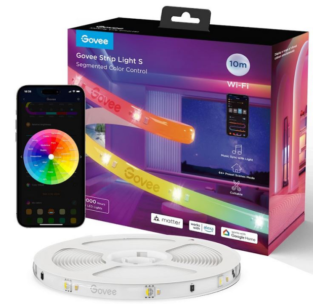 RGBIC Wi-Fi + Bluetooth LED szalagfények védőbevonattal (10M) Hang + Wifi + Bluetooth vezérlés