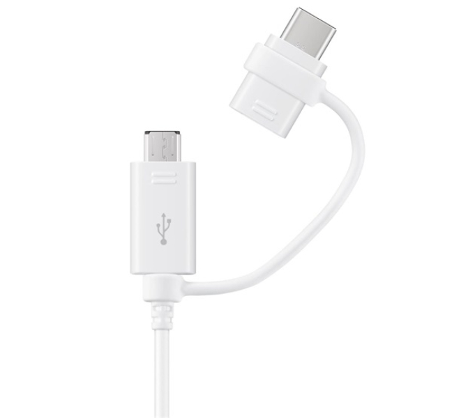 adatkábel USB - microUSB/Type-C (Type-C csak töltés, 150cm) FEHÉR