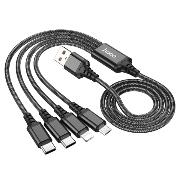 X76 4 az 1-ben szuper töltőkábel(Type-C+Type-C+iPhone+Micro) 1m