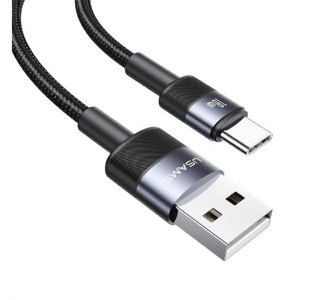 SY adatkábel (USB - Type-C, 3A, PD gyorstöltő, 120cm, cipőfűző) FEKETE