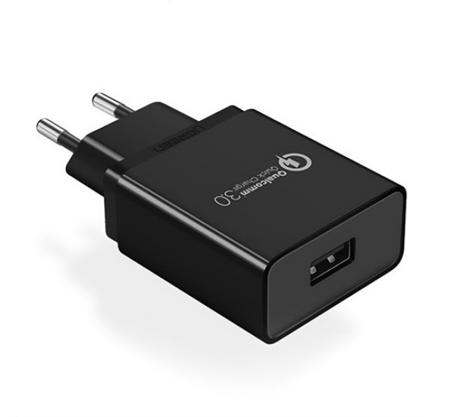 CD122 hálózati töltő USB aljzat (18W, gyorstöltő 3.0) FEKETE
