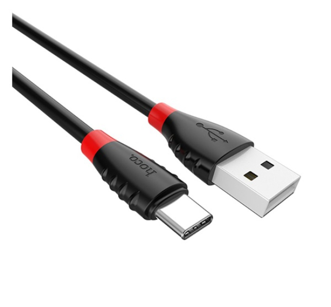 X27 adatkábel (USB - Type-C, gyorstöltő, 120cm, törésgátló) FEKETE