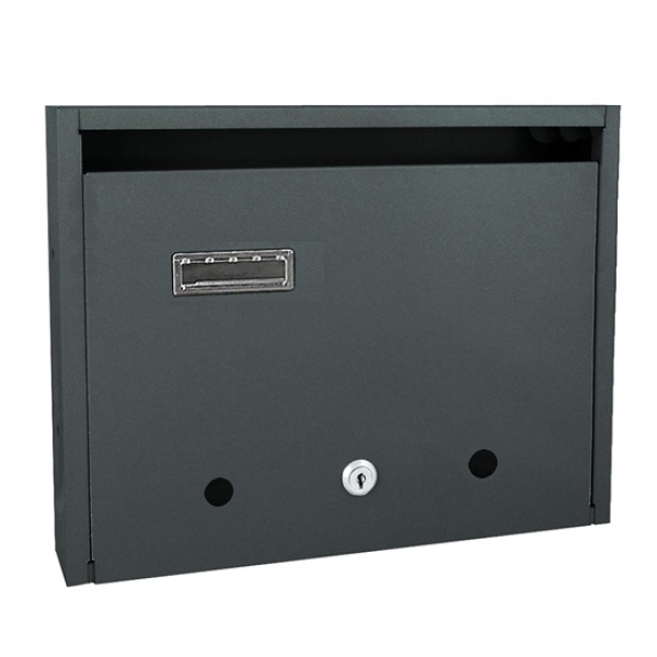 Lépcsőházi felnyíló fekvő postaláda (35x27cm) antracit, névtartóval (3490205)
