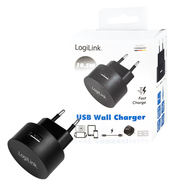 Logilink PA0217 USB aljzat adapter, 1x USB-port a gyorstöltéshez, 10,5 W