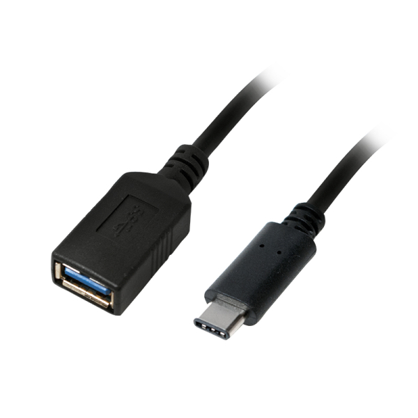 USB 3.2 Gen1 Type-C adapter, C/M-USB-A/F, fekete, 0,15 m