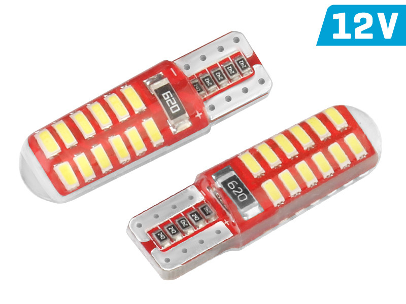 SMD LED, CANBUS, szilikon lámpatartó, fehér 01444