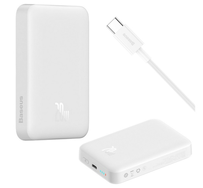 MAGNETIC MINI OS vésztöltő Type-C aljzat (10000mAh, 20W, PD gyorstöltő, wireless, MagSafe + T