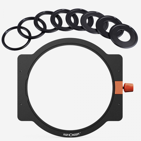 K&F lapszűrőtartó készlet, 100*100 mm-es, négyzet alakú szűrőhöz + 8db szűrő adapter (KF-1812)