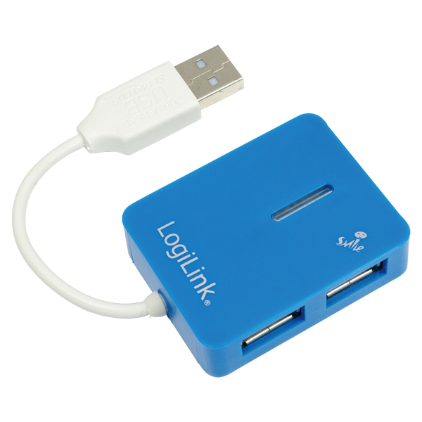 "Smile" USB 2.0 4 portos hub, kék (UA0136)