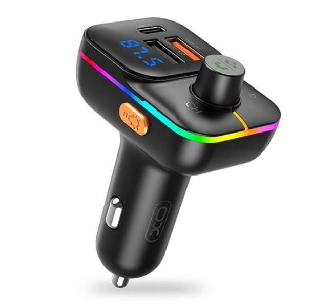 BCC09 bluetooth FM transmitter autós töltő 2 USB+Type-C aljzat (v5.0, 25W, gyorstöltő, LED kijelz