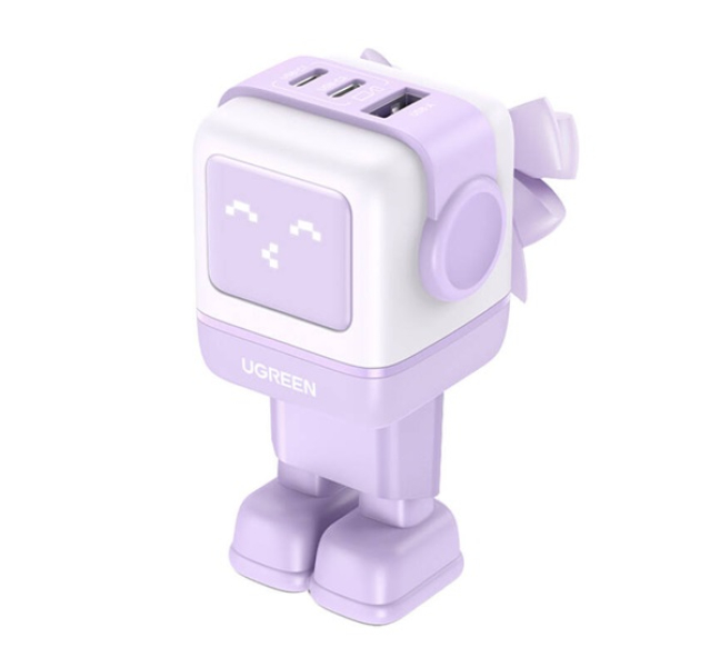 NEXODE RG hálózati töltő USB+2 Type-C aljzat (65W, GaN, gyorstöltő, LED kijelző) LILA