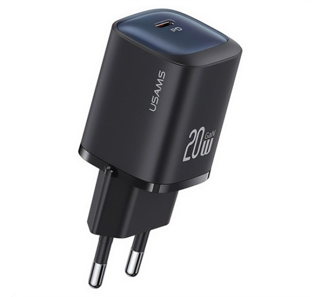 CC248 hálózati töltő Type-C aljzat (20W, GaN, PD gyorstöltő) FEKETE