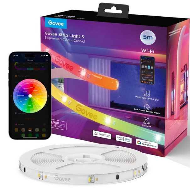 GOVH612A RGBIC Wi-Fi + Bluetooth LED szalagfények védőbevonattal (5M) Hang + Wifi + Bluetooth