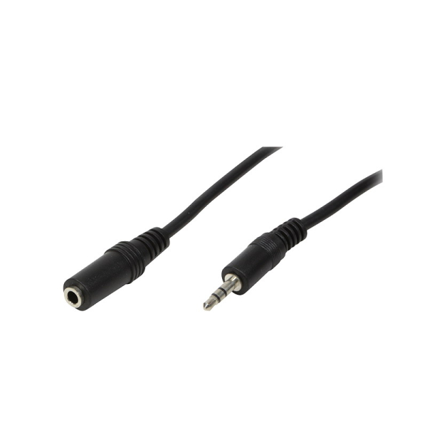 Logilink Audiokábel, 3,5 mm-es 3-Pin/M 3,5 mm-es 3-Pin/F, fekete, 5 m