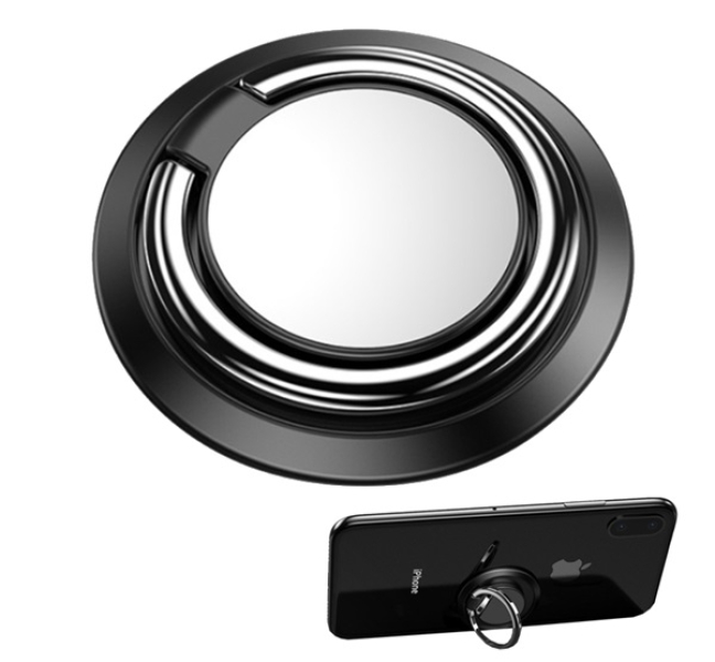 Tartógyűrű (fém, ragasztható, telefon tartó, kitámasztó, 360°) FEKETEGP-92151
