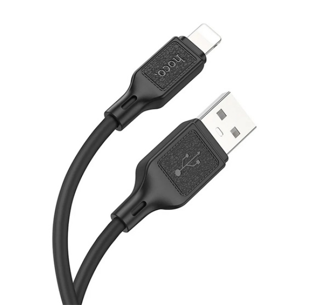 X90 adatkábel (USB - lightning, 2.4A, 100cm) FEKETE