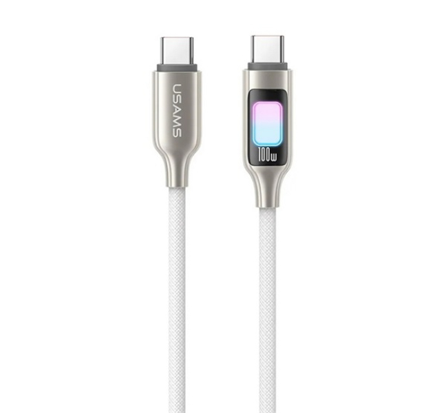 TC adatkábel (Type-C - Type-C, 100W, gyorstöltő, 100cm) FEHÉR