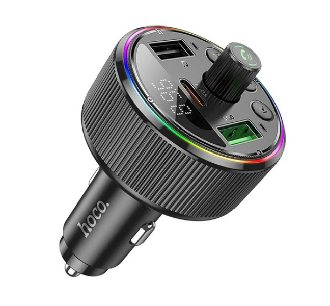 E82 bluetooth FM transmitter autós töltő 2 USB aljzat (v5.3, 30W, gyorstöltő, LED kijelző) FEKE