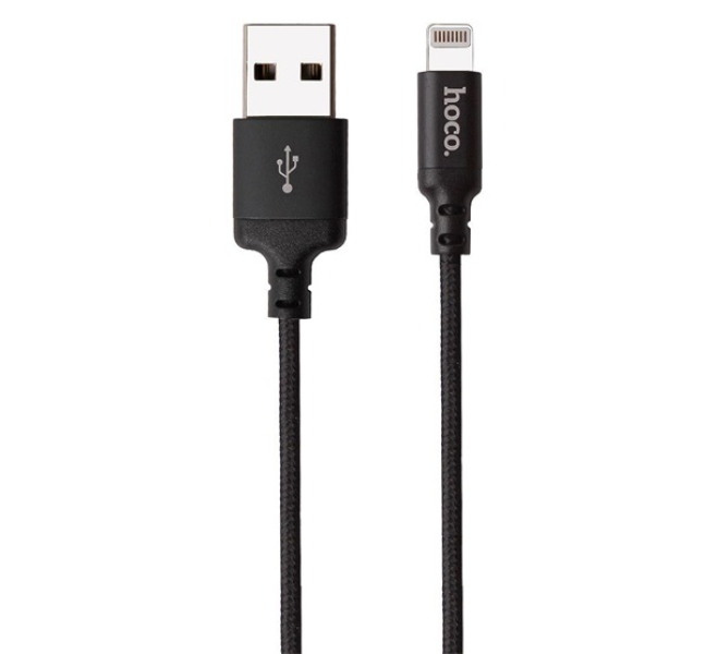 X14 adatkábel (USB - lightning, gyorstöltő, cipőfűző, 100cm) FEKETE