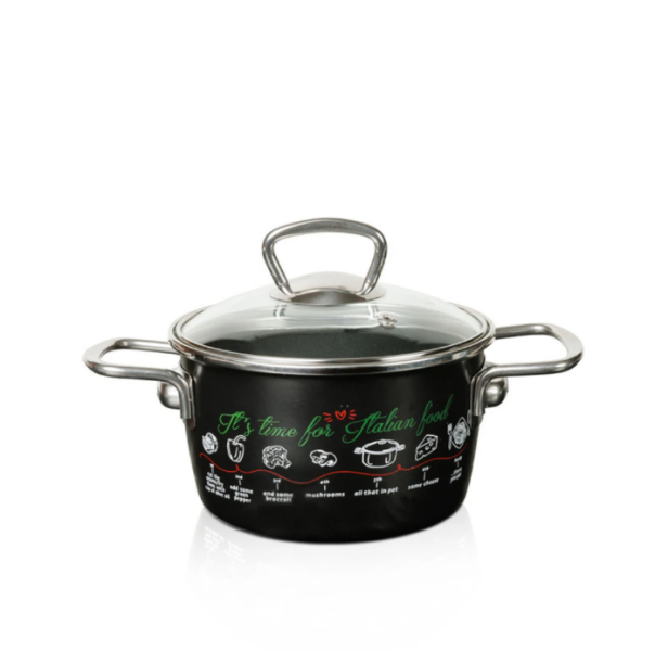 Imperial Lux zománcozott mély lábas üvegfedővel, 16 cm, 1,9 L (386352)