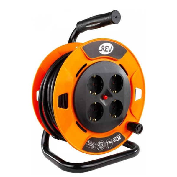 0010114900 kábeldob, 20m, 4 dugalj, max. 3000 W, 3x1.5 mm2, IP20, termo kapcsoló