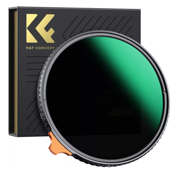 K&F Concept NANO-X Slim, HD, VARIO ND 2-400 változtatható szürkeszűrő, vízlepergető, karcálló, 37mm