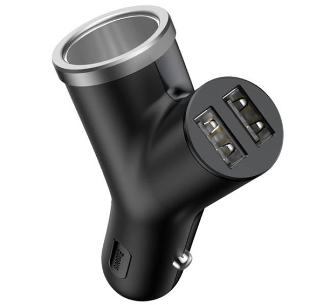 szivargyújtó adapter (elosztó, szivargyújtó+2 USB aljzat, 40W) FEKETEBSC-C16N_B