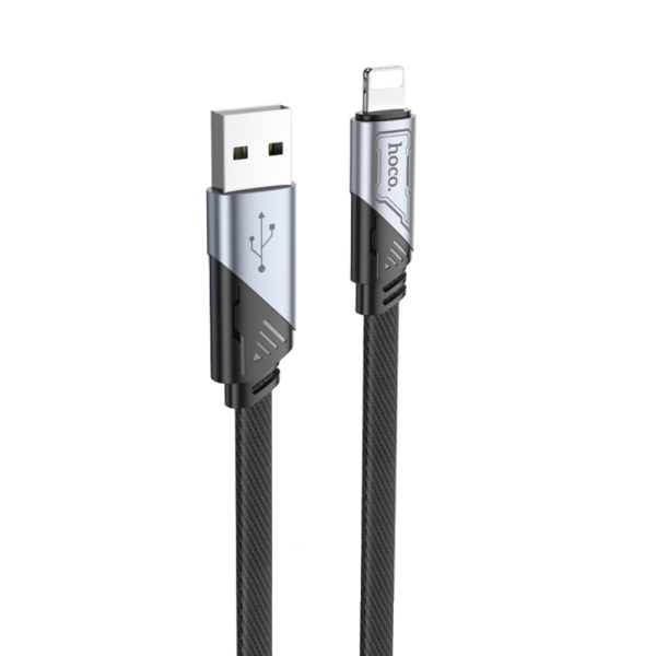 U119 Machine töltő adatkábel iPhone USB-A - Lightning lapos fekete 1,2m