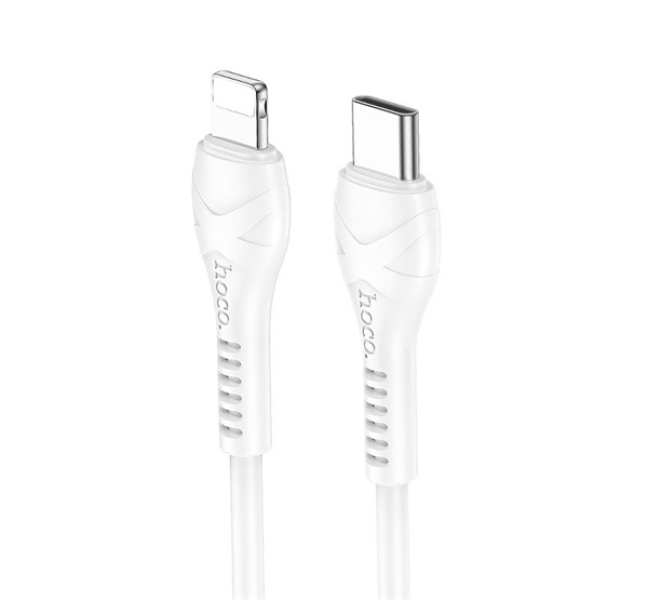 X37 adatkábel (Type-C - lightning, 27W, 100cm, törésgátló) FEHÉR