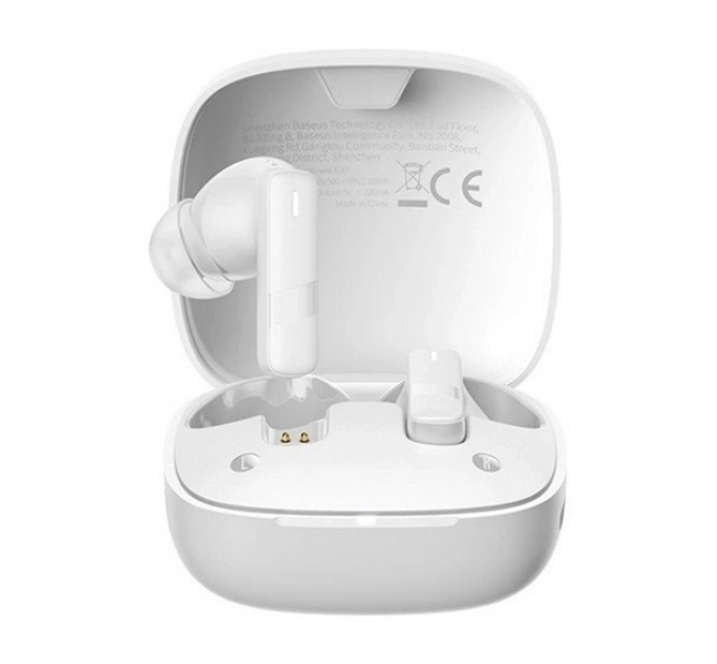 BOWIE E20 bluetooth fülhallgató SZTEREO (v5.3, TWS, mikrofon, zajszűrő, IPX5 + töltőtok) FEHÉ