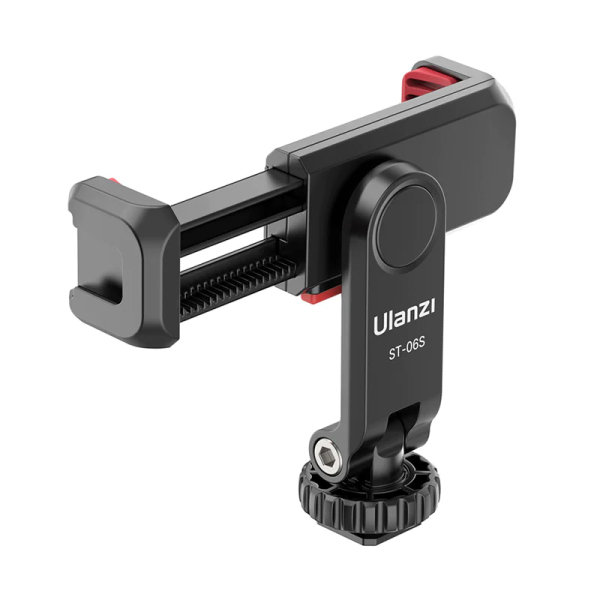 ST-06s telefon tartó adapter állványhoz, elforgatható, dönthető, vakupapucs adapterrel, feket