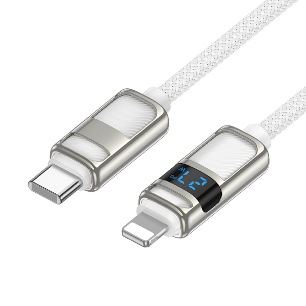 U137 Line PD töltő adatkábel kijelzővel iPhone Type-C - Lightning fehér 1,2m