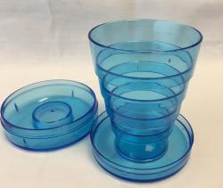 Összecsukható műanyag turista pohár 2 dl, kék (218)