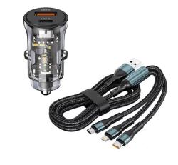 Gyors töltő USB/USB-C + 3 az 1-ben töltő különböző töltőfejekkel (07ACSET)