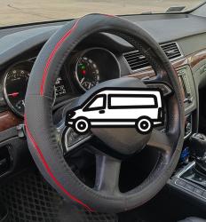 Műbőr kormányvédő 40cm, fekete-piros (2393-40)