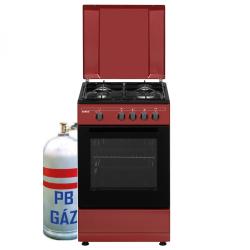 Samus (SM566APGS) gáztűzhely PB-gáz üzemű 4 égős, 50 cm, burgundi/fekete