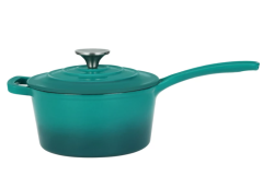 Perfect Home zománcozott öntöttvas nyeles lábas fedővel, 19 cm, türkiz (16641)