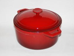 Zománcozott öntöttvas lábas fedővel, 28 cm piros (10567)
