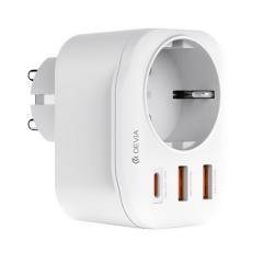 Devia hálózati elosztó AC+2 USB+Type-C aljzat (20W, PD gyorstöltő 3.0) FEHÉRST379154
