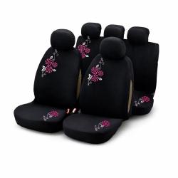 Autós üléshuzat, 11 db cipzáros, hímzett pink (HD6938P)