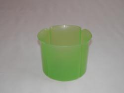 Virágtartó kaspó, szirom formájú, 13 cm, átlátszó, zöld műanyag (213)