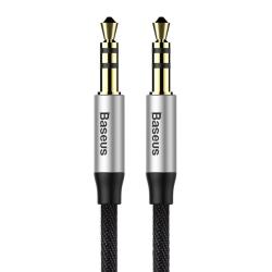 Baseus Yiven audio kábel mini jack 3,5 mm AUX, 1m, fekete/ezüst (CAM30-BS1)